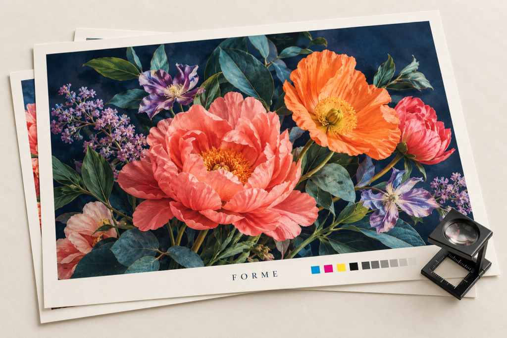 premium cmyk botanical print proof